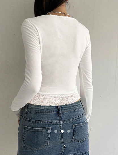 Lace Trimmed Top 002 // White