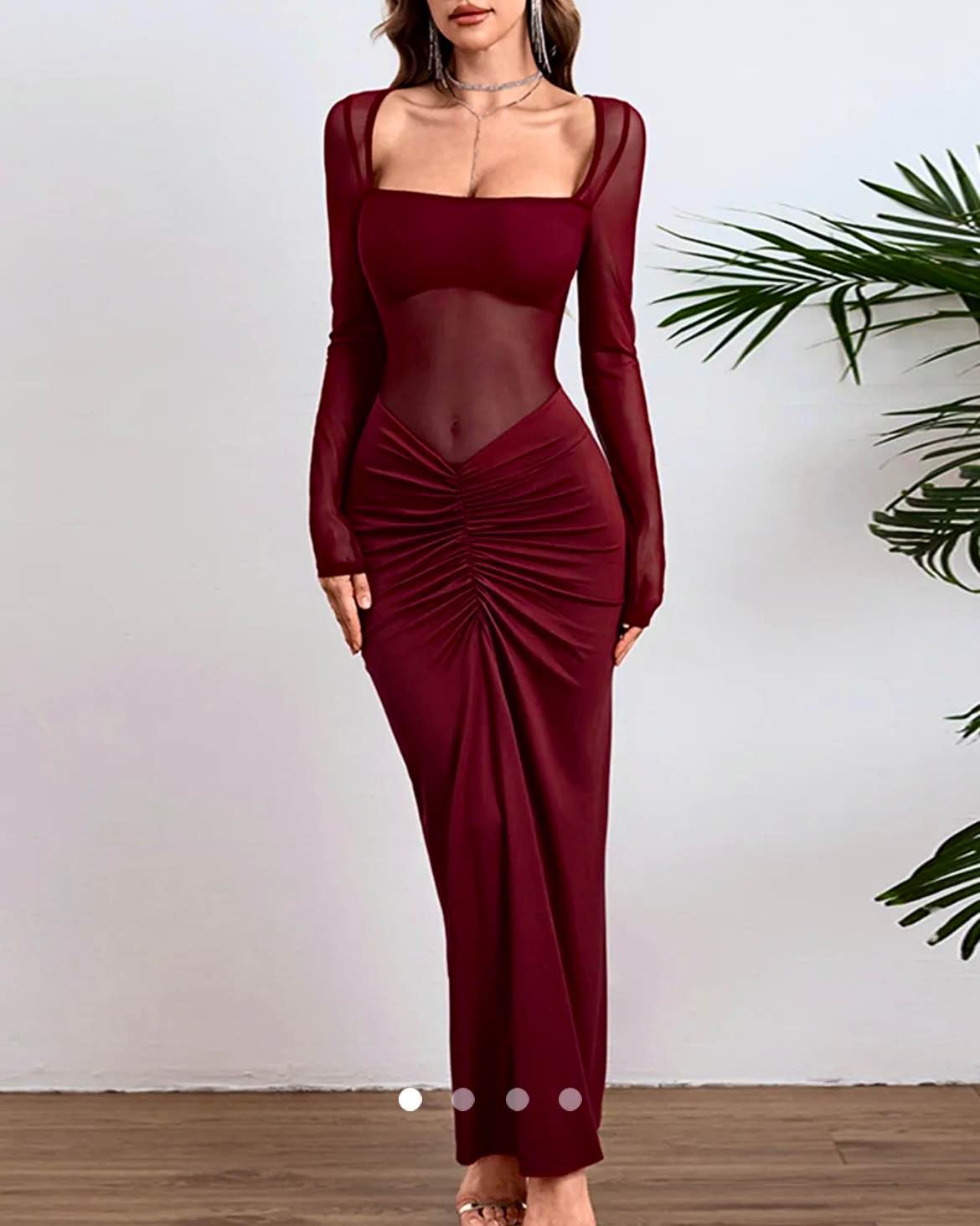 Sheer Dress // Burgundy