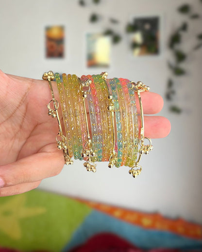 Multi Color // Rain Drop 12 Bangles + 4 Ghungroo Set