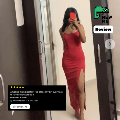 Square Neck Slit Maxi Dress // Red