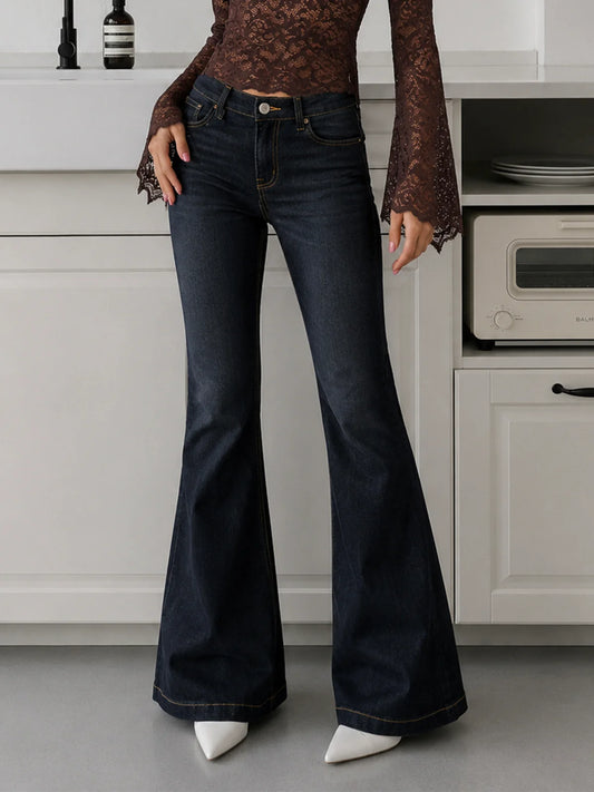 Midnight Blue Flap Pocket // Y2K Bootcut Jeans