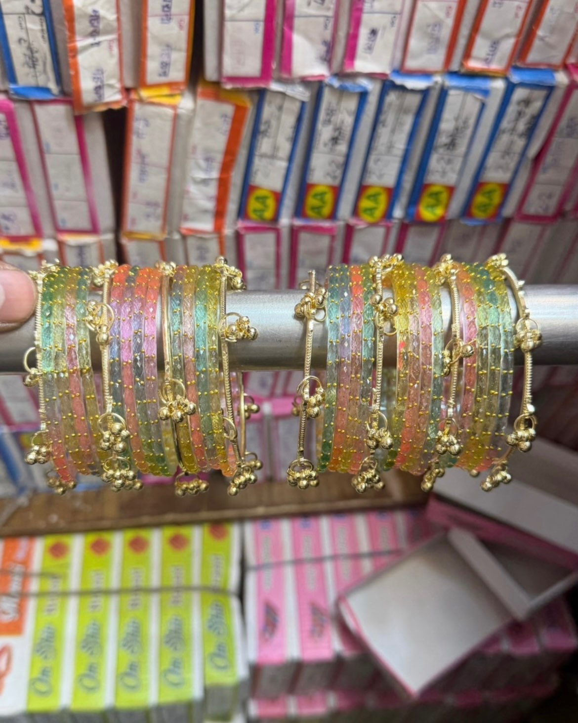 Multi Color // Rain Drop 12 Bangles + 4 Ghungroo Set