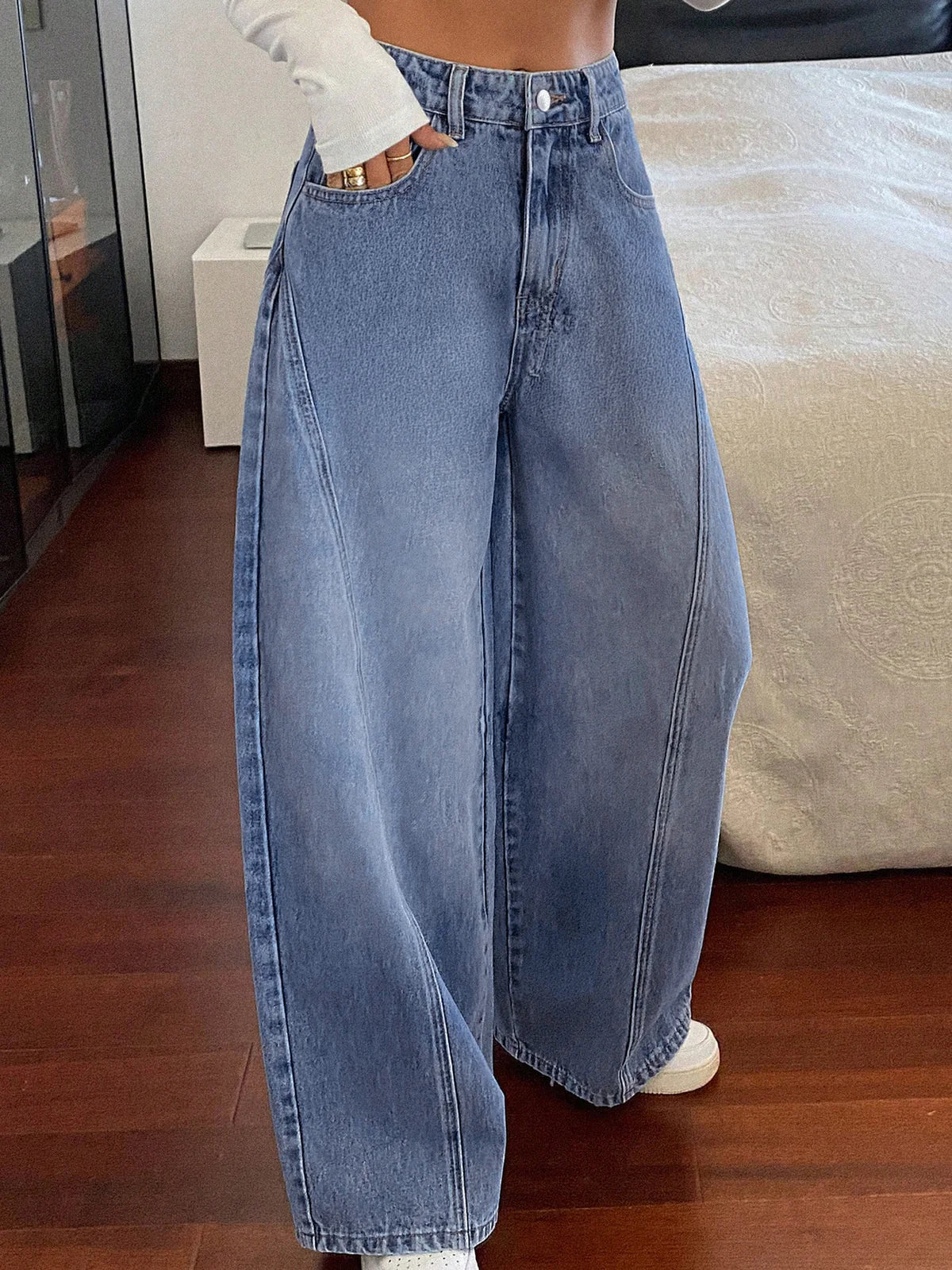 Dusty Cloud Blue // Panelled Wide Leg Jeans
