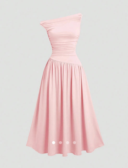 Draped A-Line Dress // Pink