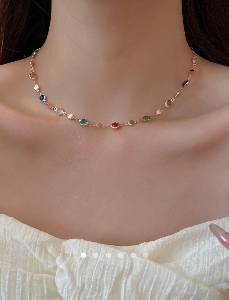 Rhinestone Necklace 020 // Gold