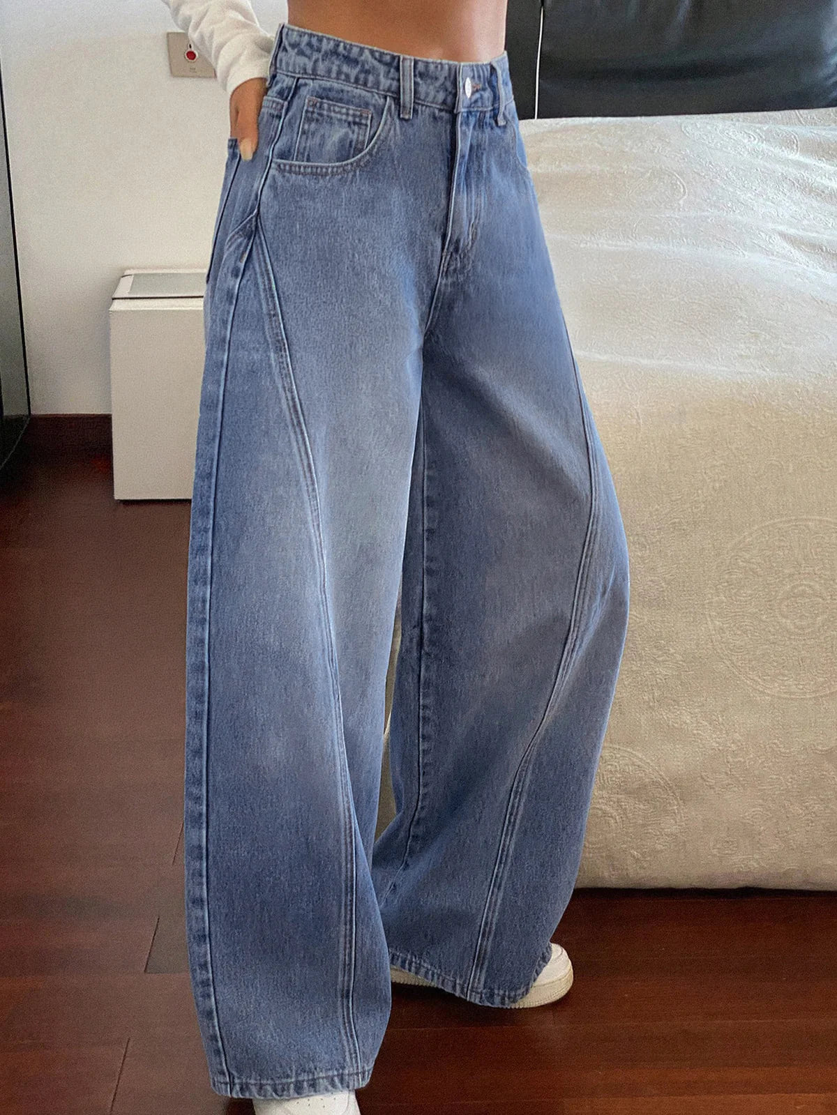 Dusty Cloud Blue // Panelled Wide Leg Jeans