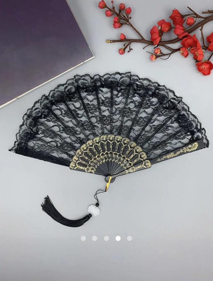 Fringe Hand Fan // Black