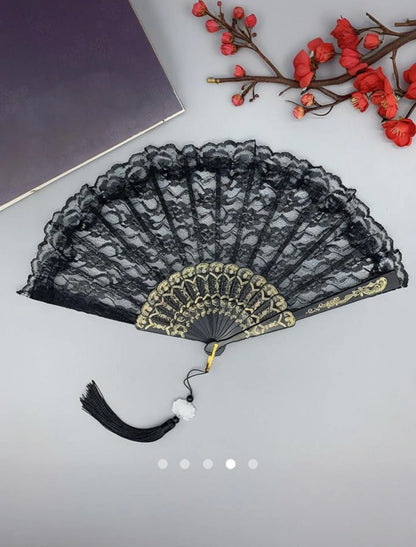 Fringe Hand Fan // Black
