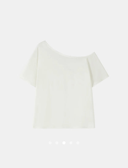 Y2K One Shoulder Tee // White-Red