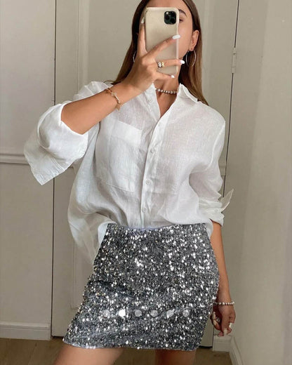 Sequin Skirt // Silver