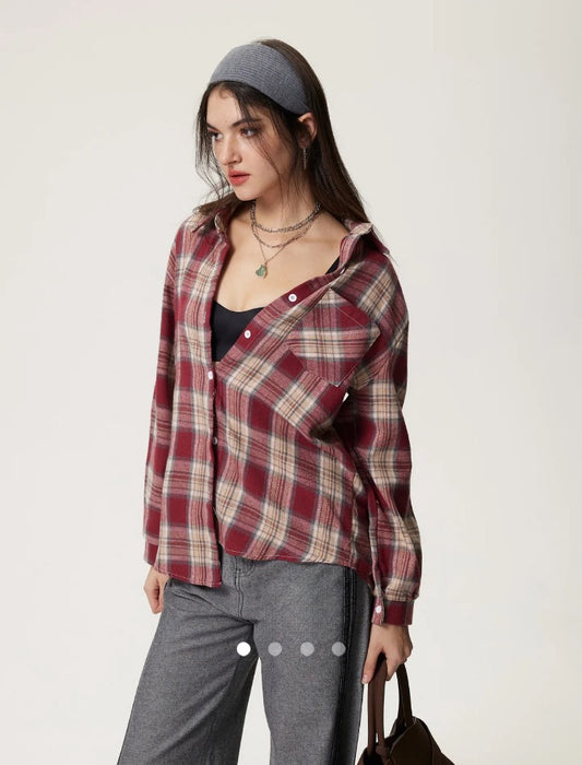 Color Block Shirt // Red