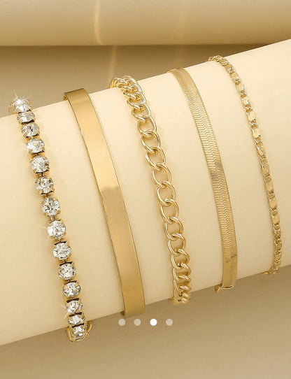 Rhinestone Bracelet Set 004 // Gold