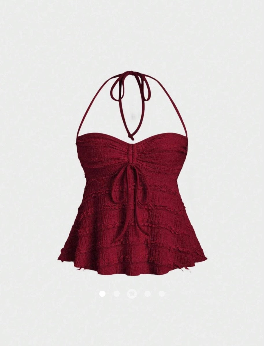 Bow Halter Top // Burgundy
