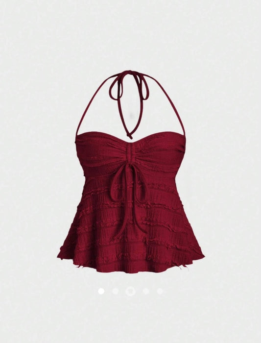 Bow Halter Top // Burgundy