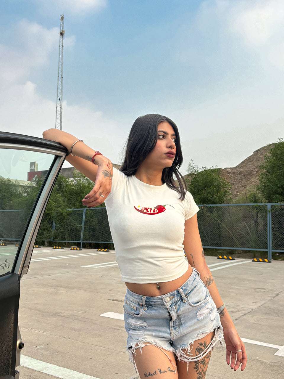 Spicy AF Baby Tee // White