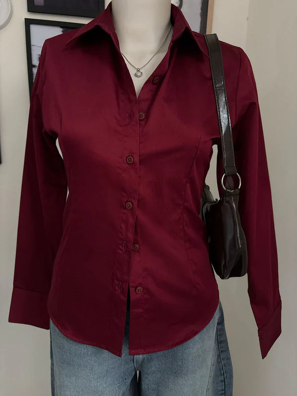 Long Sleeve Shirt // Deep Cherry