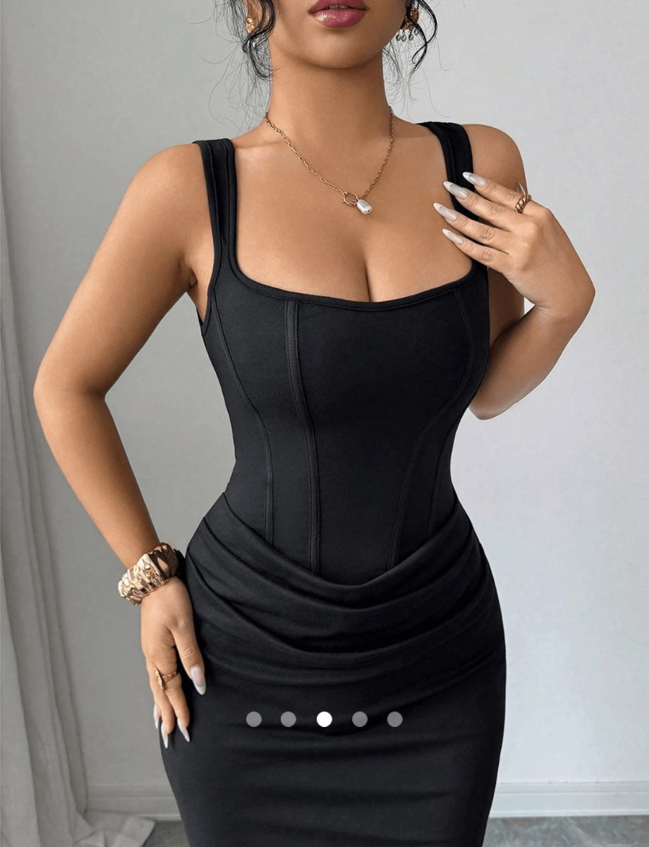Corset Fishtail Dress // Black