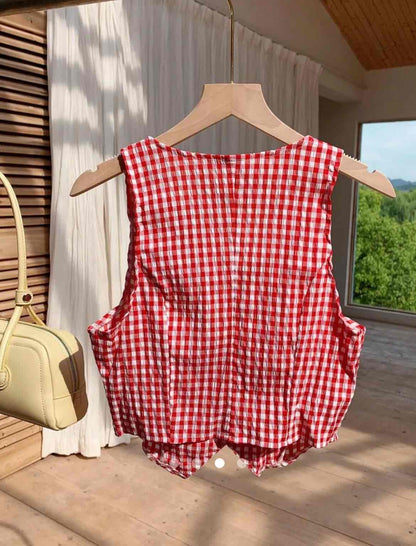 Gingham Top // Red