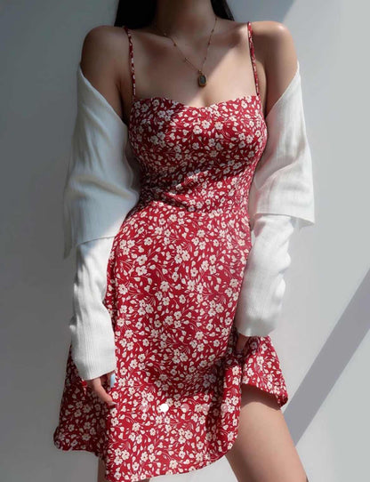 Printed A-Line Dress // Red
