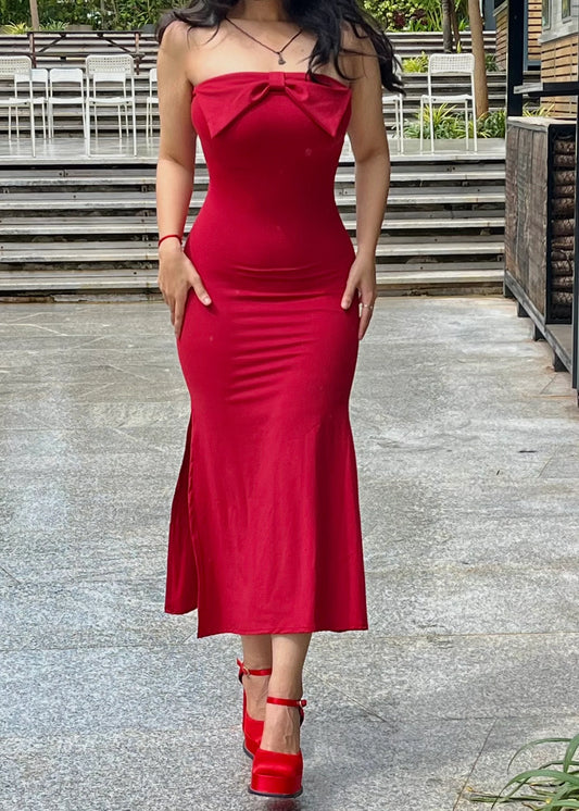 DIAMOND LADY // Brietta Bow Rich-Red Dress