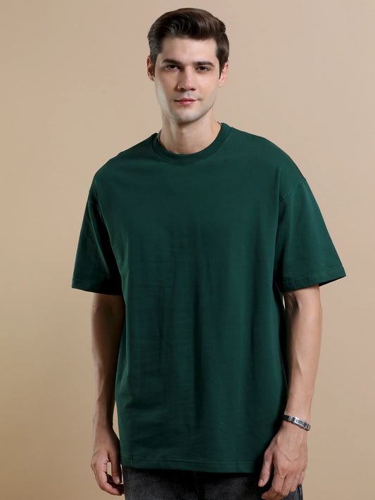 BOTTLE GREEN Oversized Tshirt // 100% Cotton - 240 GSM