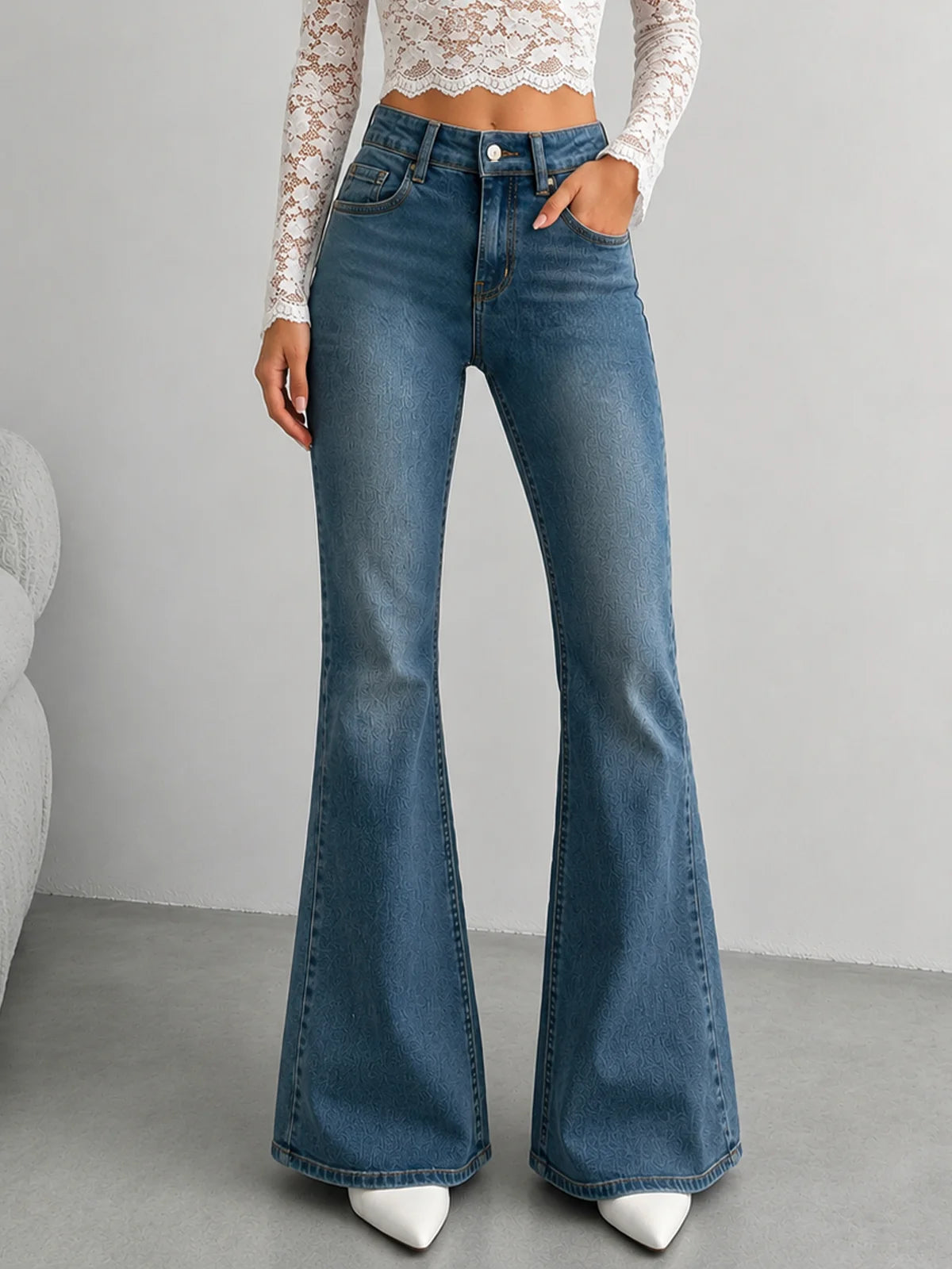 Premium Vintage Aqua Blue // Washed Bootcut Jeans
