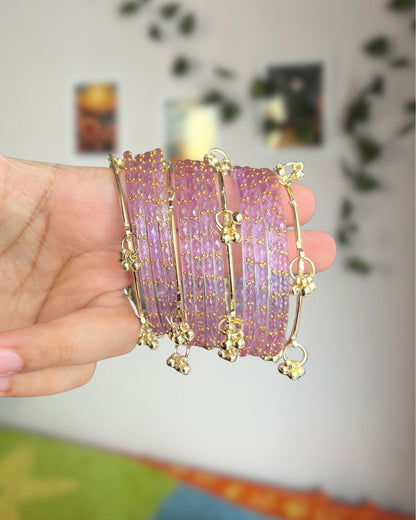 Purple // Rain Drop 12 Bangles + 4 Ghungroo Set