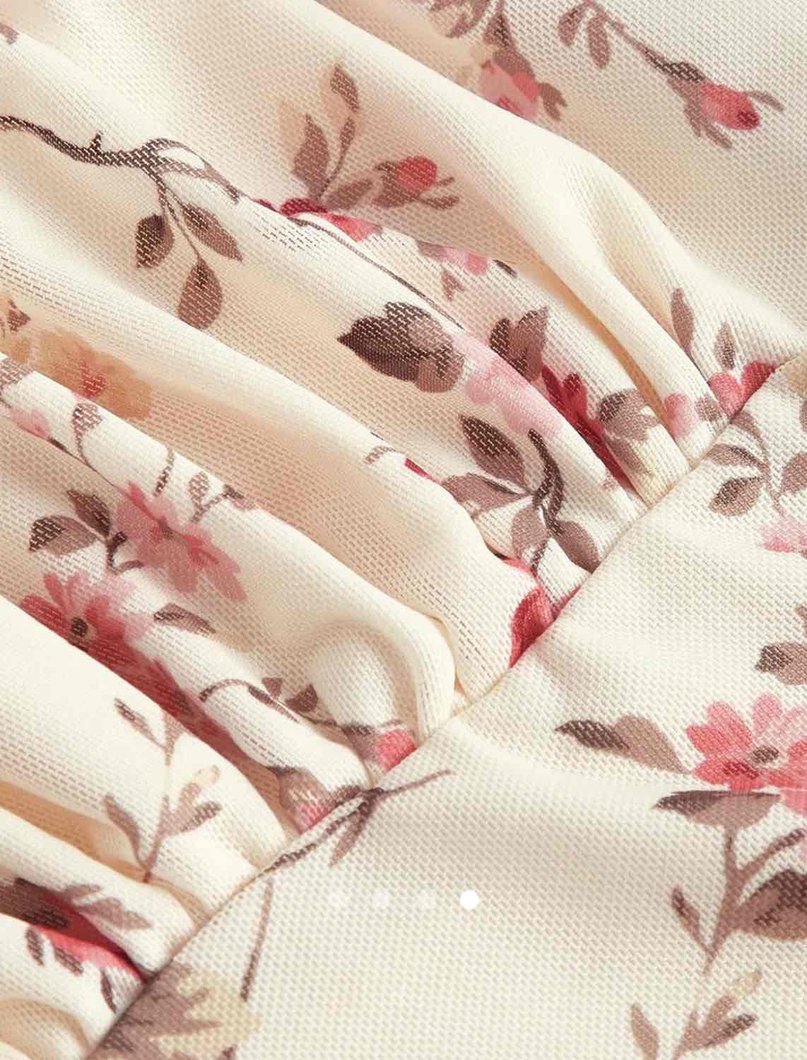 Floral Mesh Bell Sleeve Top // Apricot