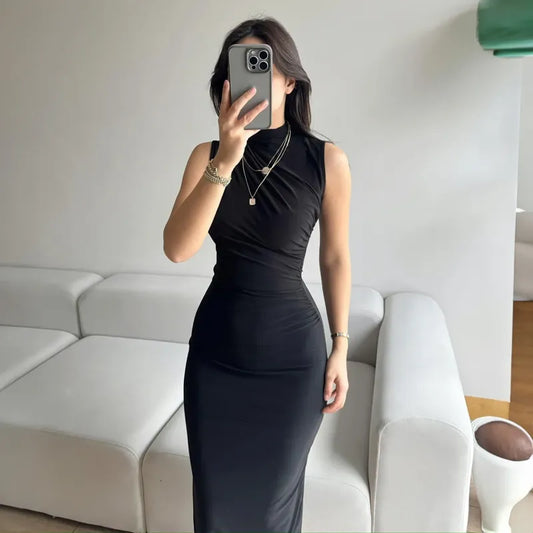 Ruched Bodycon Dress // Black