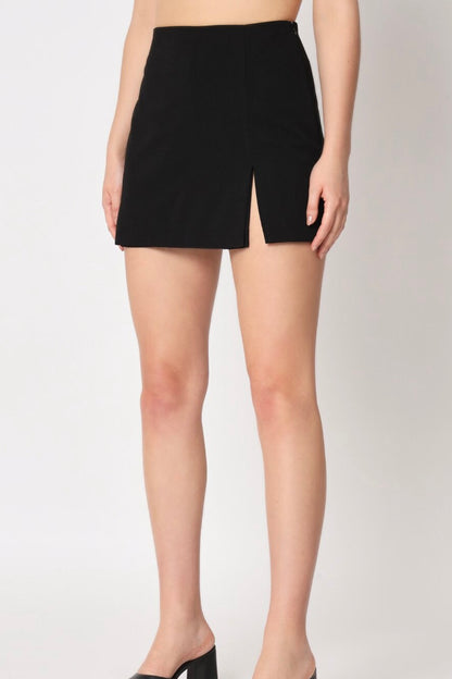 Side Slit Mini Skorts // Black