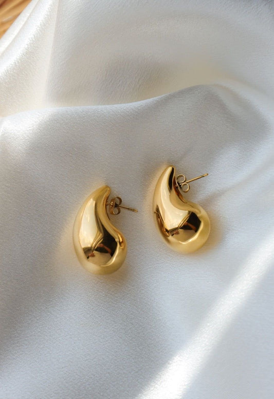 Chunky Teardrop Earings (Big) // Gold