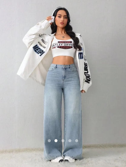 High Waist Wide Leg Jeans // Light Blue