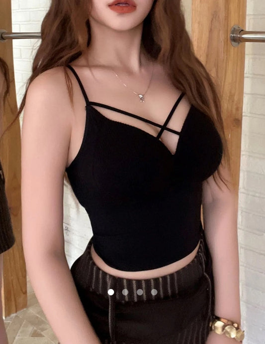 Crossed Padded Top // Black