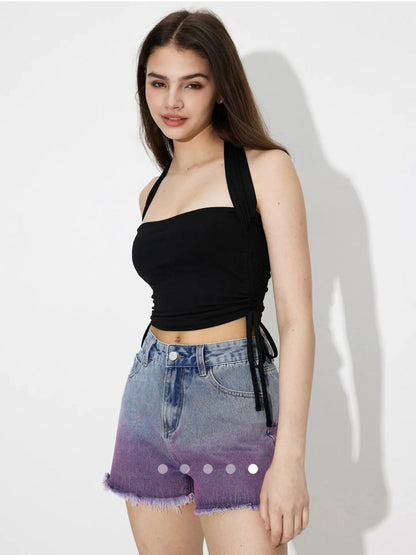 Halter Neck Crop Top // Black