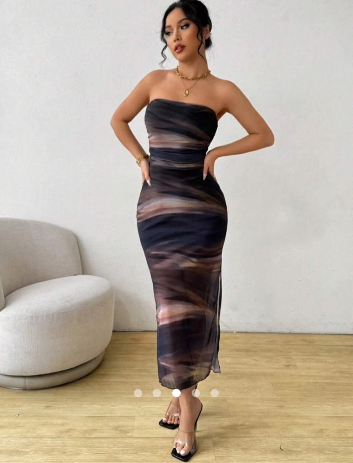 Abstract Print Tube Dress // Navy Blue