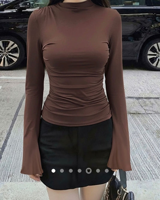 Bell Sleeve Top // Chocolate Brown