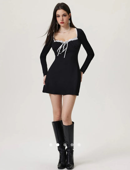 Ruffle A-Line Dress // Black