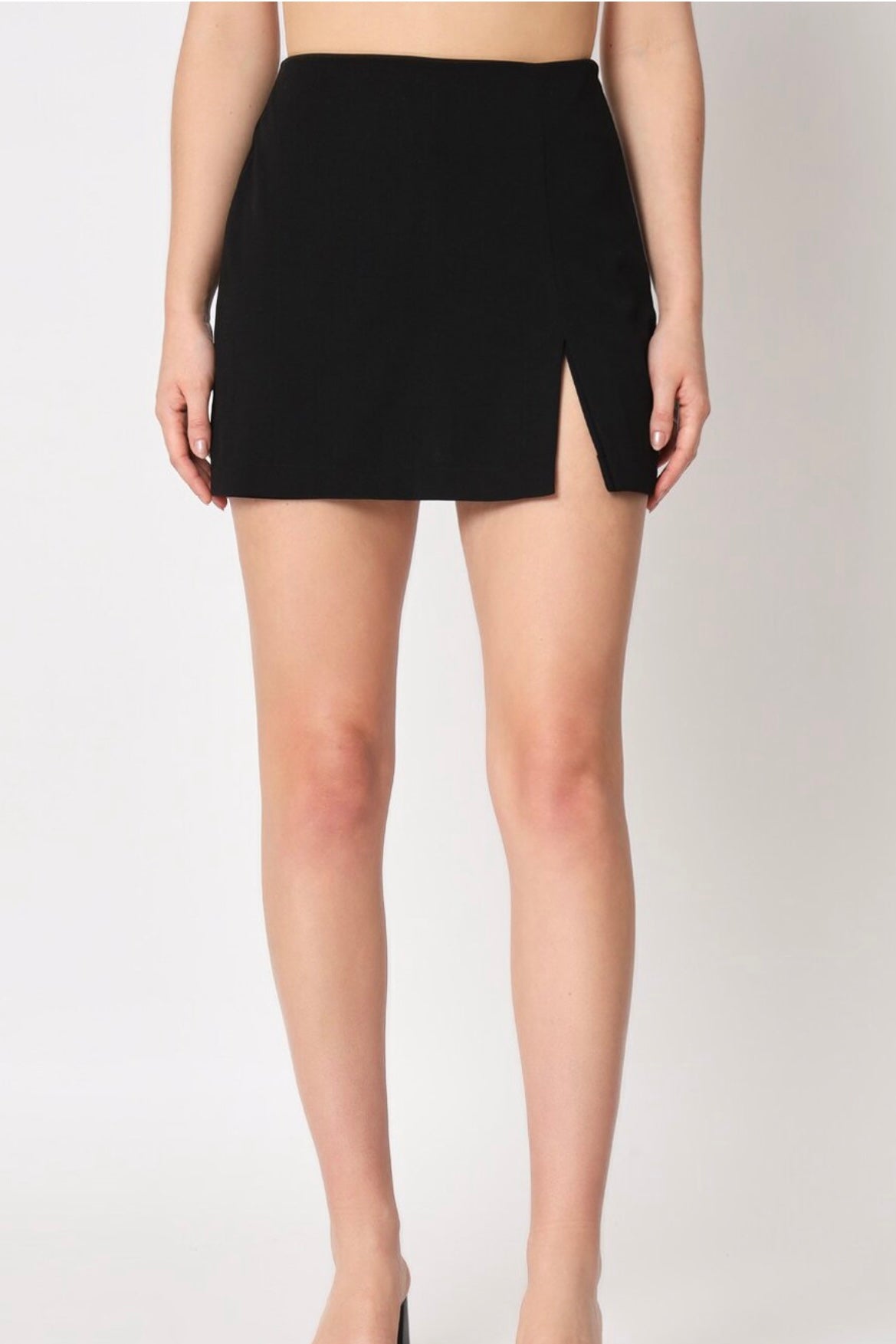 Side Slit Mini Skorts // Black