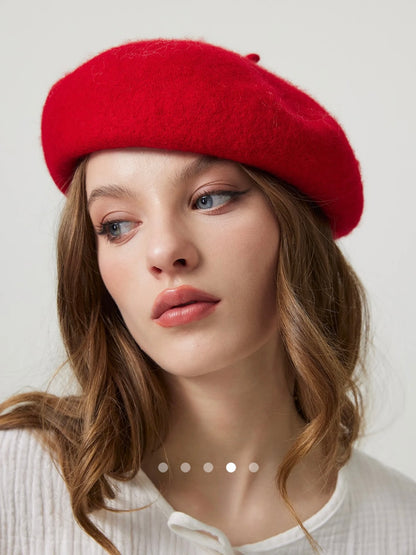 Solid Beret Hat // Red