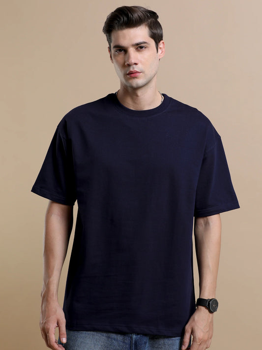 NAVY Oversized Tshirt // 100% Cotton - 240 GSM