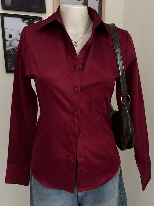 Long Sleeve Shirt // Deep Cherry