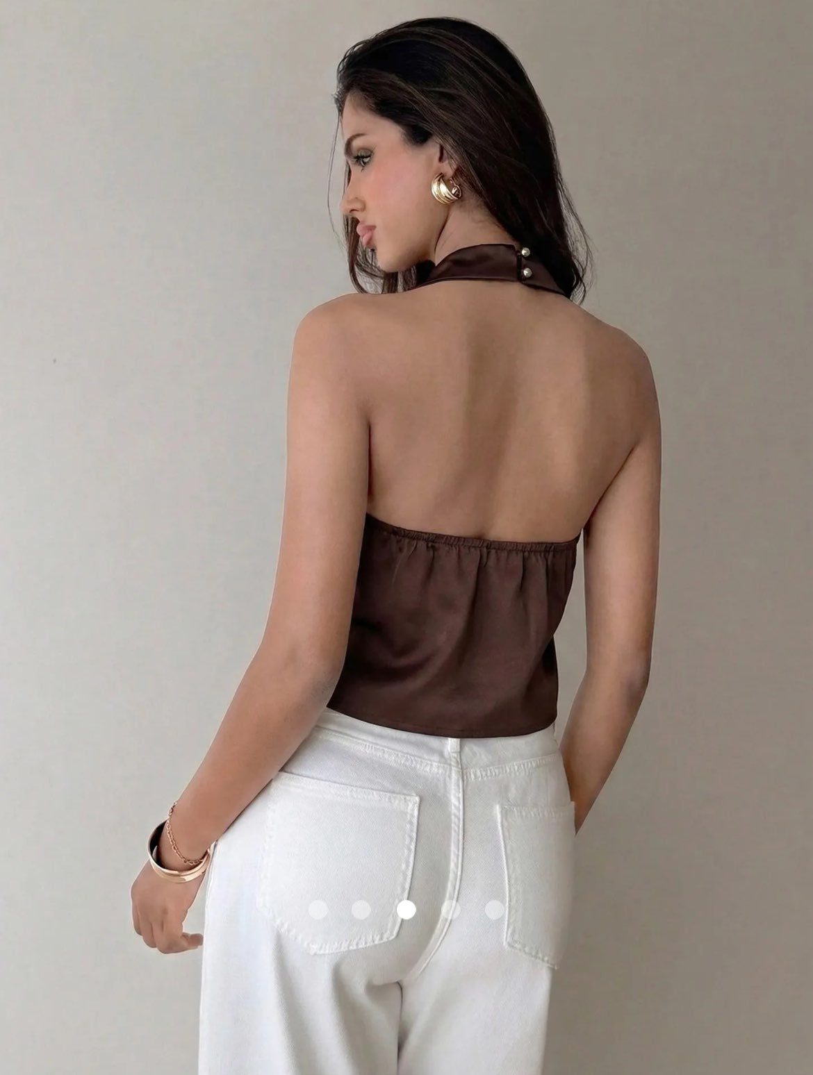 Backless Halter Top // Brown