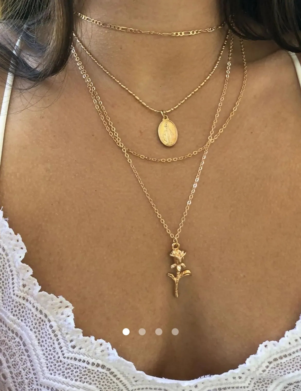Flower Multi Layer Necklace 031 // Gold