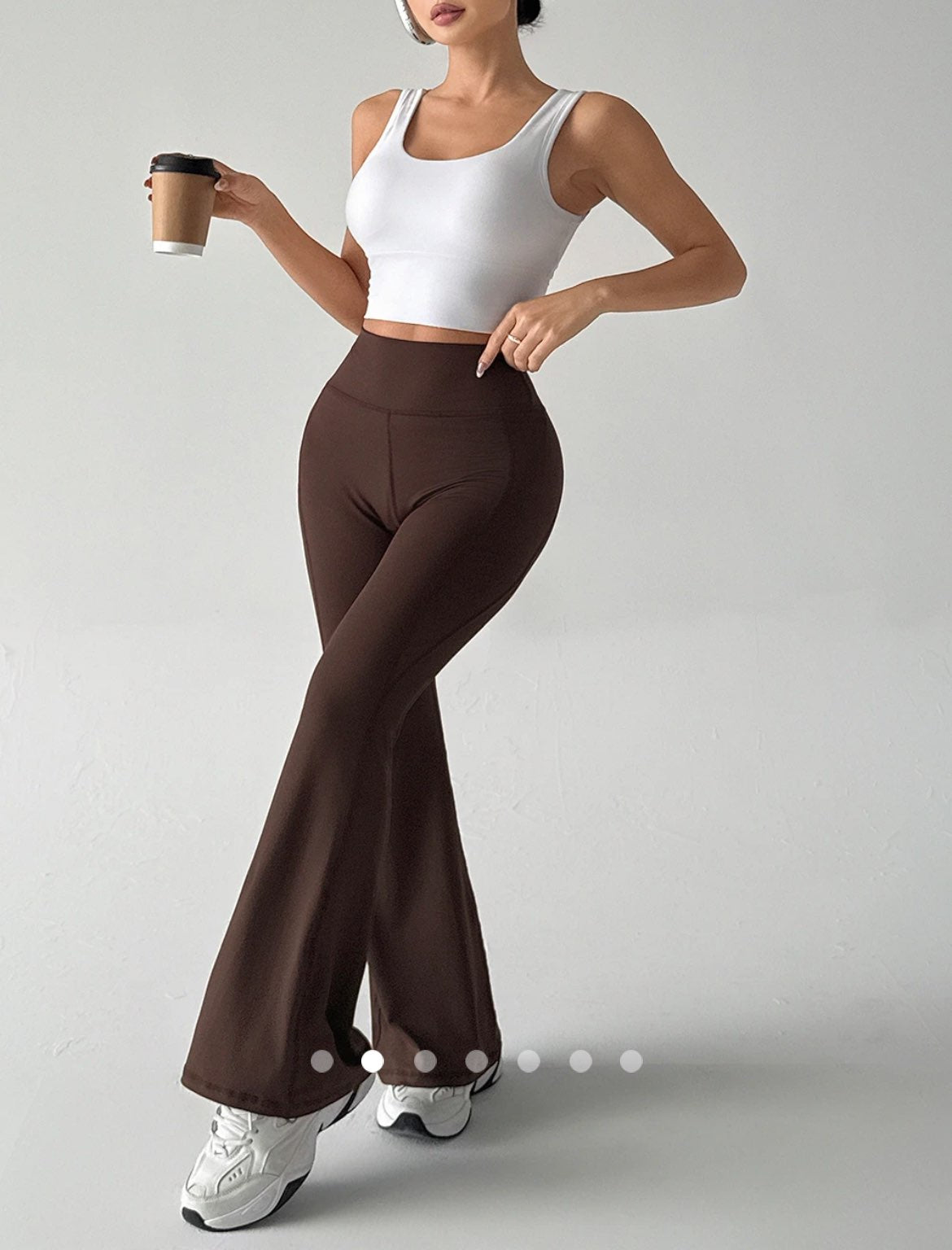 Flared Sport Leggings // Brown