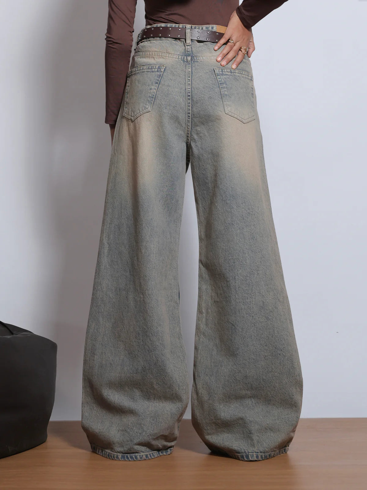 80s Dust Blue // Washed Super Wide Leg Jeans