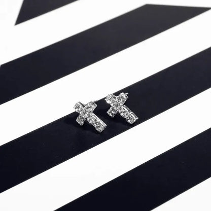 NEWME Cross Stud Earrings // Silver