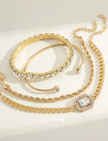 Rhinestone Bracelet Set 003 // Gold
