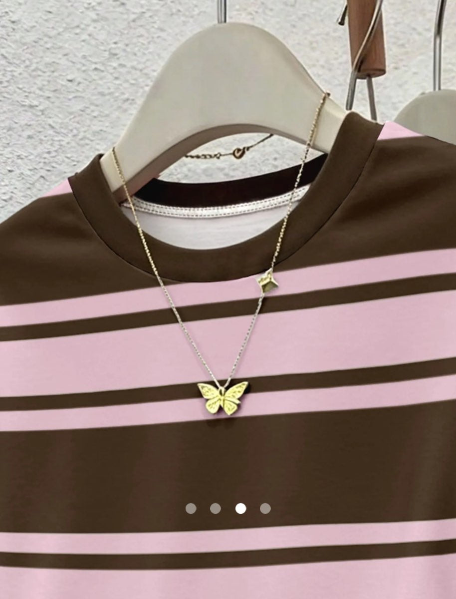 Gathered Pullover T-Shirt // Brown Pink