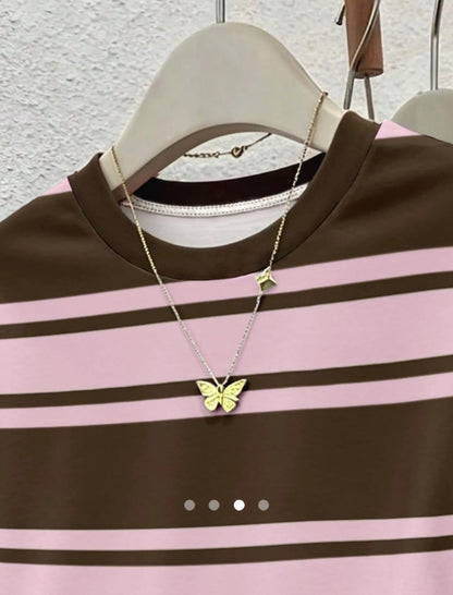 Gathered Pullover T-Shirt // Brown Pink
