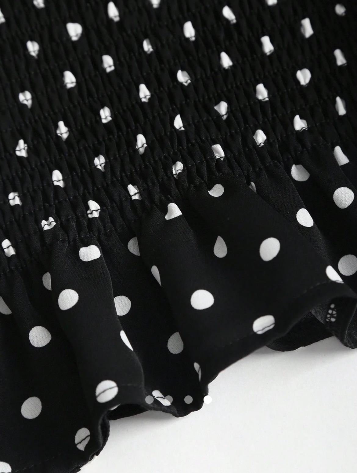 Polka Dot Peplum Top // Black